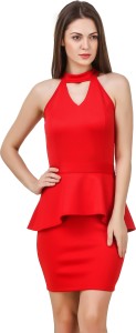 texco women peplum red dress TC00D00456