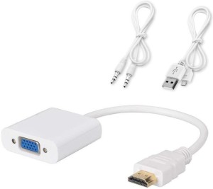 Tobo HDMI to VGA 1 m HDMI Cable(Compatible with desktop, laptop, Tablet PC, PS3, Xbox 360, set-top box, White, One Cable)