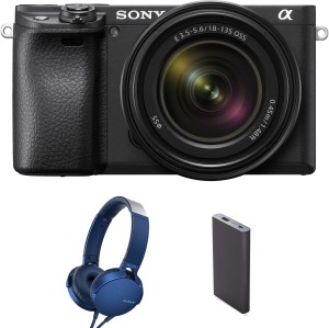sony alpha ilce-6400m (with headphone & powerbank) mirrorless camera with 18-135mm zoom lens(black)