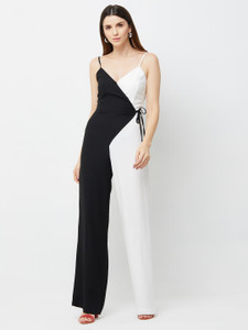 Color block jumpsuit shop black and white