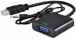 nory HDMI To VGA with Audio Converter Adapter Cable 0.5 m VGA Cable(Compatible with MONITOR, PROJECTER, tv, computer, Black, One Cable)