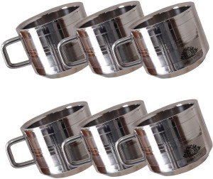 KESAR KUNJ Pack of 6 Stainless Steel Double Walled Tea & Coffee cup Set Capacity 100 ML Each