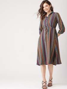Dressberry Women A-line Multicolor Dress - Buy Dressberry Women A-line  Multicolor Dress Online at Best Prices in India