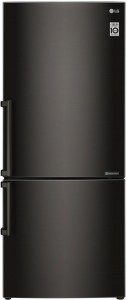 lg 450 l frost free double door bottom mount inverter technology star refrigerator(black steel, gc-b519exqz)