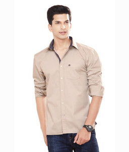 JAGUAR Men Solid Casual Beige Shirt Buy JAGUAR Men Solid Casual