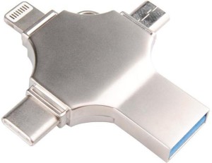 Prime Cart 4 in 1 Pen Drive 64 GB OTG Drive(Silver, Type A to Lightning)