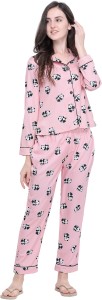 Smarty Pants Women Printed Pink Shirt & Pyjama set