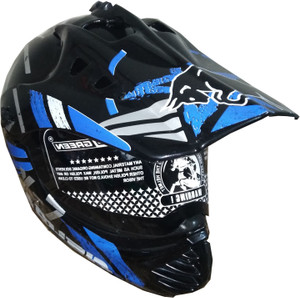 Black and blue dirt bike helmet outlet