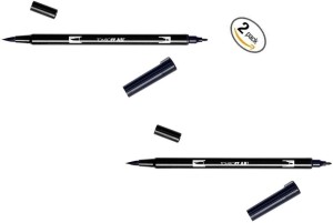 Tombow Dual Brush Pen, Black (66621) Pack of 6 pcs.