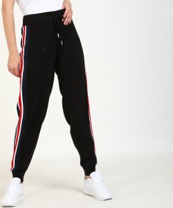 TOMMY HILFIGER Solid Women Black Track Pants - Buy TOMMY HILFIGER Solid  Women Black Track Pants Online at Best Prices in India