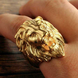 24k gold top lion ring