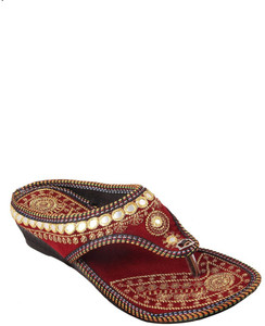 RAJASTHANI CHAPPAL Women Red Wedges Buy RAJASTHANI CHAPPAL Women