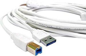 SEA SHELL USB 3 Meter A/B Printer Cable (Highspeed) 3 m Power Cord(Compatible with printer, White, One Cable)