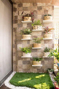 12 STARS Wooden floating wall shelfs for Balcony garden or Room