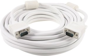 FEDUS VGA Standard 15-Pin VGA Male to VGA Male Cable 15Meter 15 m VGA Cable(Compatible with Laptop, Computer, White, One Cable)