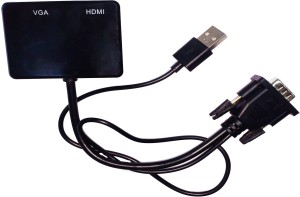 Tobo VGA to VGA & HDMI Splitter Adapter 1 A 0.5 m VGA Cable(Compatible with Laptops, Gaming Console, Computer, Black, One Cable)