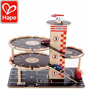 Hape Park and Go Kids Wooden Toy Car Garage Playset Park and Go