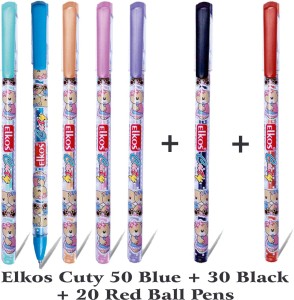 Design Colour Pictures 5pcs Pack Elkos Cuty Ball Pens MRP-7/-, For