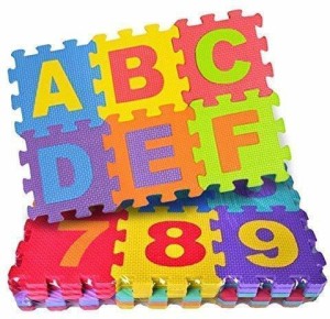 TITIRANGI 36 Pieces Mini Puzzle Foam Mat for Kids, Interlocking Learning Alphabet and Number Mat for Kids