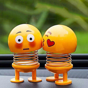 india fun zone Car Dashboard Cut Spring Dancing Emoji Dolls Car Interior Decoration Cute Shaking Head Dolls Head Spring Dancing Doll Toy for Car Dashboard Home Desktop Decor 2 Decorative Showpiece