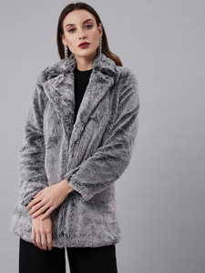 ATHENA Faux Fur Solid Coat Buy ATHENA Faux Fur Solid Coat Online