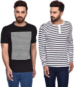 Black and white top striped t shirt flipkart