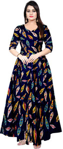 Mudrika women's top maxi multicolor dress