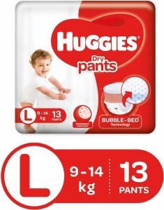 Huggies Dry Pant Diapers with Bubble Bed Technology - L