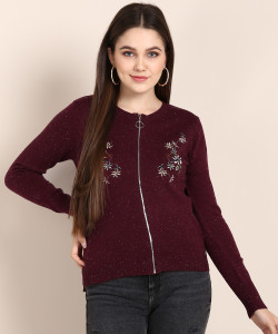 MADAME Embroidered Round Neck Casual Women Maroon Sweater Buy MADAME Embroidered Round Neck Casual Women Maroon Sweater Online at Best Prices in India Flipkart