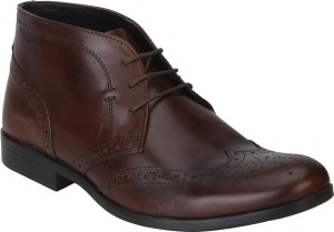 red tape men leather chukka brogue lace up for men(brown)