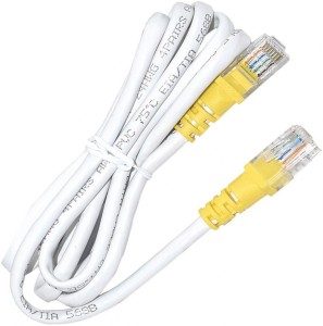 RIVER FOX Lan Cable 1.5 Meters Cat 5e Ethernet Network Patch Cable (1 Piece) 1.5 m Patch Cable(Compatible with Networking, White, One Cable)