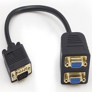 Tobo VGA Splitter Cable Male to Female VGA to Dual 2 Converter Adapter VGA Splitter Y Video Cable for Computer Monitor. 0.3 m VGA Cable(Compatible with Computer, Monitor, Black, One Cable)