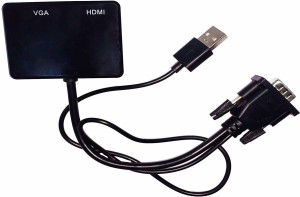Tobo VGA Male to VGA & HDMI Female Splitter Adapter with 3.5 mm Audio Cable Compatible With PC,DVD,Gaming Console etc. 0.05 m VGA Cable(Compatible with PC,DVD,Gaming Console etc., Black, One Cable)