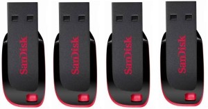 SanDisk Curzer Blade USb Flash Drive 16 GB Pen Drive (Red, Black) PACK OF 4 (16GB) 16 GB Pen Drive(Black, Red)