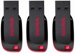 SanDisk Curzer Blade USb Flash Drive 16 GB Pen Drive (Red, Black) PACK OF 3 (16GB) 16 GB Pen Drive(Black, Red)