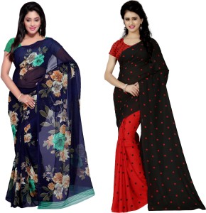 anand sarees printed fashion faux georgette saree(pack of 2, multicolor) COMBO_1052_1_1262_3