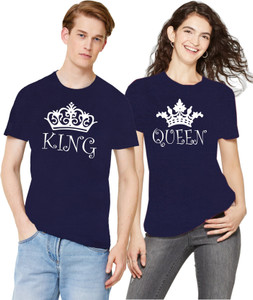 RS Print Printed Couple Round Neck Dark Blue T Shirt Buy RS Print Printed Couple Round Neck Dark Blue T Shirt Online at Best Prices in India