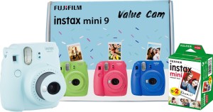 fujifilm instax mini 9 value cam (ice blue) with 20 film shot instant camera(blue)