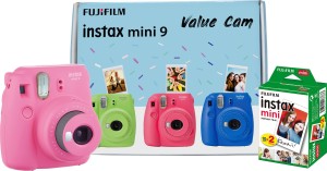fujifilm instax mini 9 value cam (flamingo pink) with 20 film shot instant camera(pink)