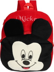 Ziraat Mickey Kids School Bag Nursery Bag Kids Gift (Age 2 to 6 Years) (Nursery/Play School) Plush Bag (Red, 10 L) Plush Bag