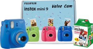 fujifilm instax mini 9 value cam (cobalt blue) with 20 film shot instant camera(blue)