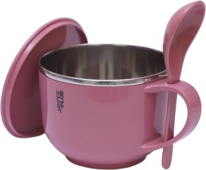 Jaypee Plus Stainless Steel Soup Bowl With Lid & Spoon Holder Souptok Pink Stainless Steel, Plastic Soup Bowl