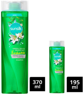 SUNSILK Green Tea White Lily Shampoo 195 ml with 370ml Price