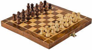 ADA Handicraft Wooden Chess Board with 32 Pawns, Chess Board Brown and White Color (10 Inch) Strategy & War Games Board Game