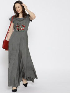 Varanga Women Maxi Grey Dress Buy Varanga Women Maxi Grey Dress Online at Best Prices in India Flipkart
