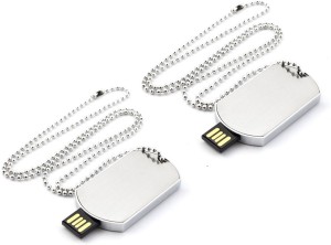 KBR PRODUCT TECHNOCRAFT combo 1+1 army tag necklace design removable storage 32 GB Pen Drive(Silver)