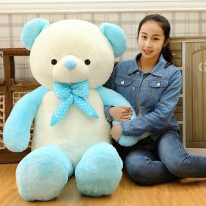 Blue and white teddy bear sale