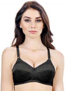 Groversons Paris Beauty by GROVERSONS PARIS BEAUTY Non padded non wired full  coverage plus size bra with fancy lace (Black) Women T-Shirt Non Padded Bra  - Buy Groversons Paris Beauty by GROVERSONS