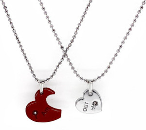 vien Love Heart Broken AM OUR couple Locket With 2 Pcs Chain