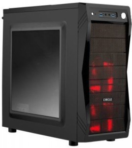 Circle Gaming 821 black Tower Case with Transparent Side Panel and Steel Black Body GAMING CABINET Cabinet(Black)